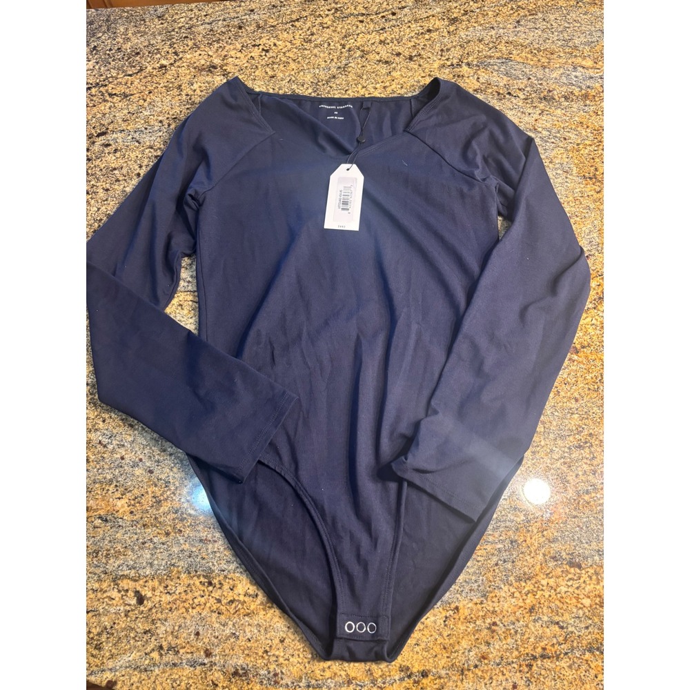NWT Universal Standard Navy Blue Bodysuit Long‎ Sleeve Size XS